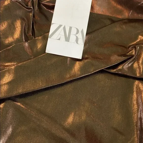 Zara NWT Metallic Bronze Strapless Top Size Medium - Picture 6 of 6